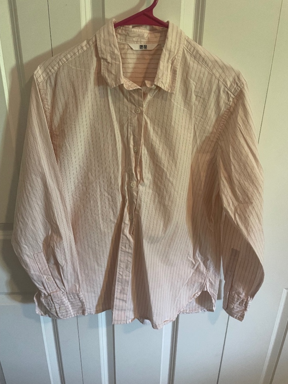 Uniqlo Women’s Blush Pink Pinstripe Oversized Button-Down Shirt